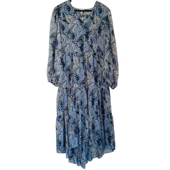 Joie Long Sleeve Tiered Printed Maxi Dress Parisian Paisley Size Medium - Picture 2 of 6
